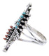 Turquoise And Coral Needlepoint Silver Ring Size 5-1/2 BW68083